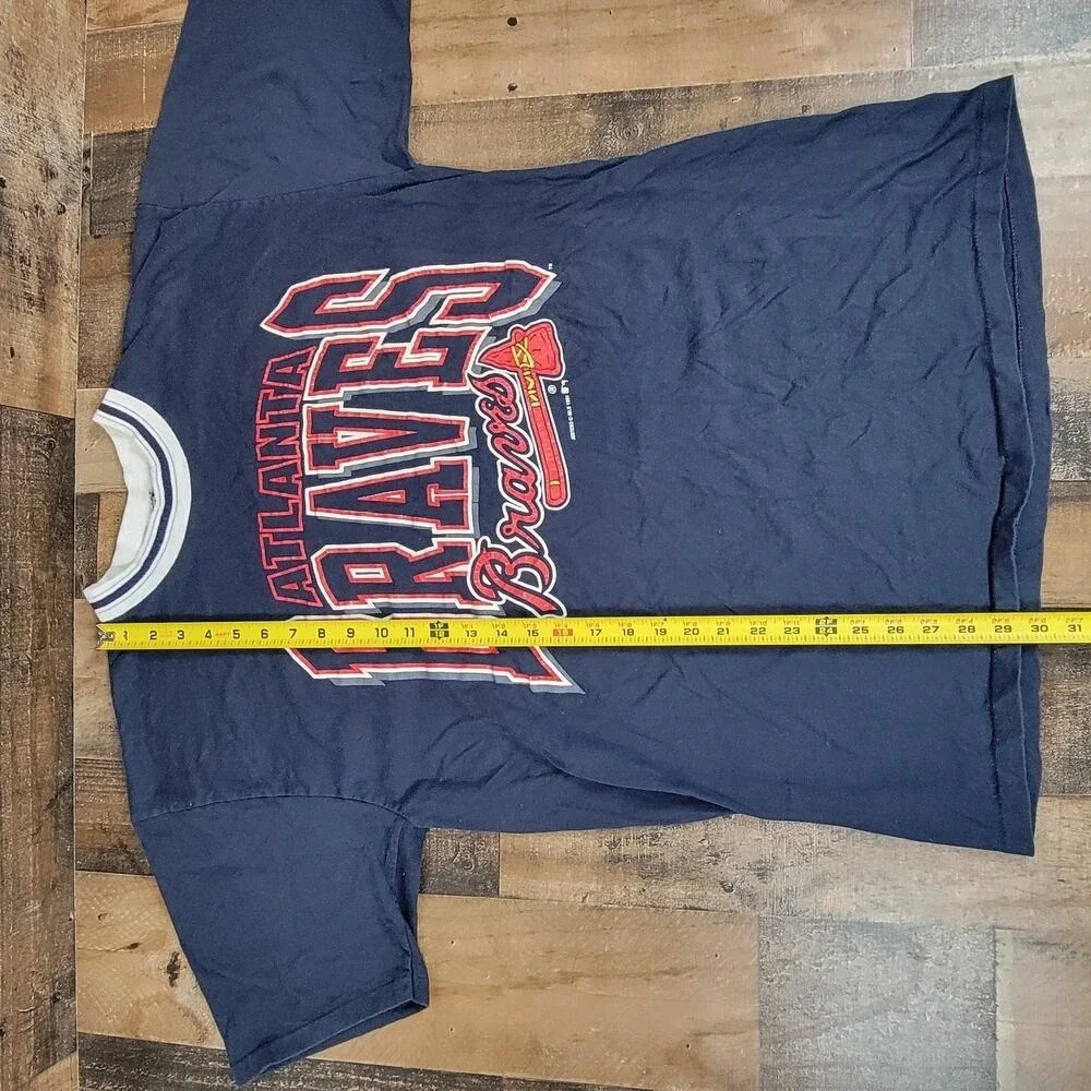 Atlanta Braves‎ Baseball MLB Jostens Vintage 90s Navy Single Stitch XL Shirt